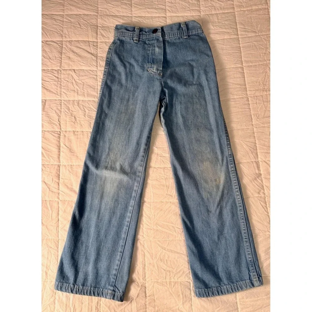 Rosebuds Vintage Kids Light Wash Denim Jeans Embroidered‎ Bicycle Retro Blue 10